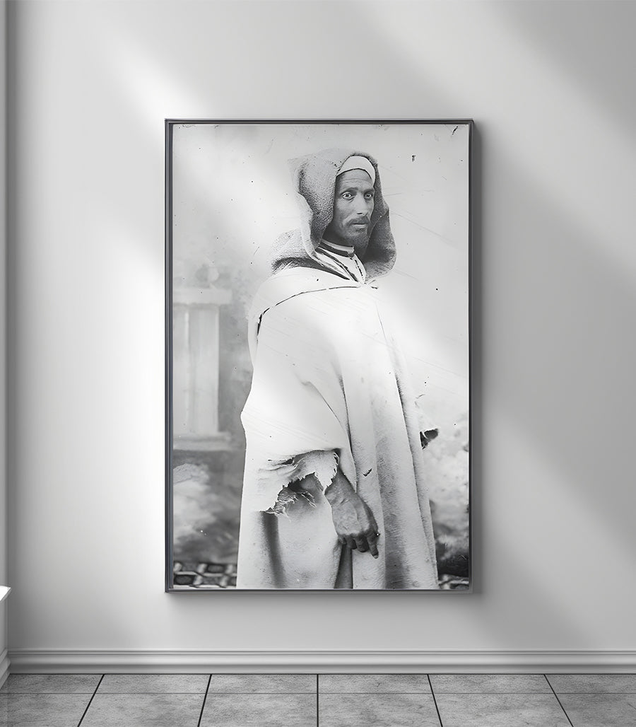 Tableau décoratif 'Mémoire Marocaine en Noir et Blanc'