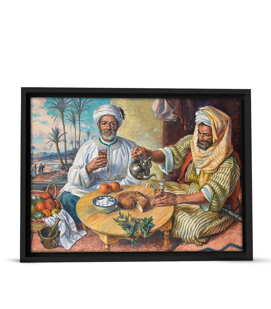 TABLEAU Décoratif de Convivialité Marocaine sous Les Palmiers
