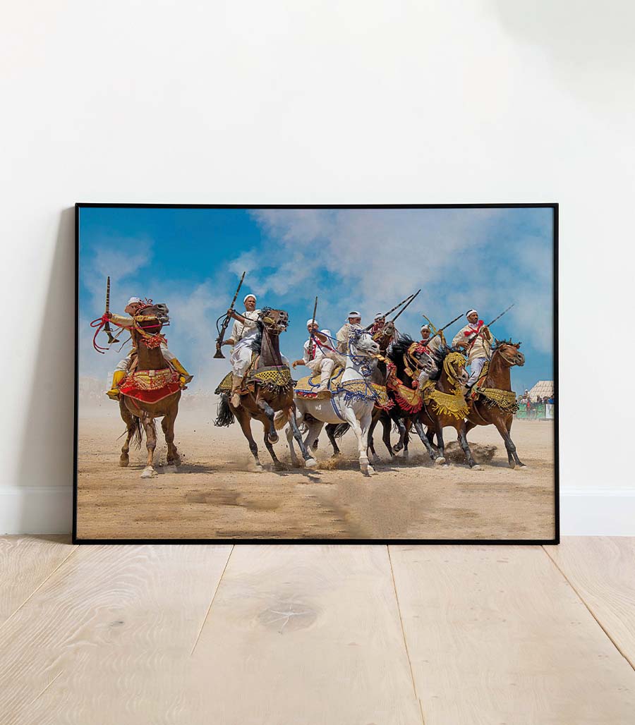 TABLEAU DÉCORATIF TBOURIDA, LE SPECTACLE ÉQUESTRE MAROCAIN