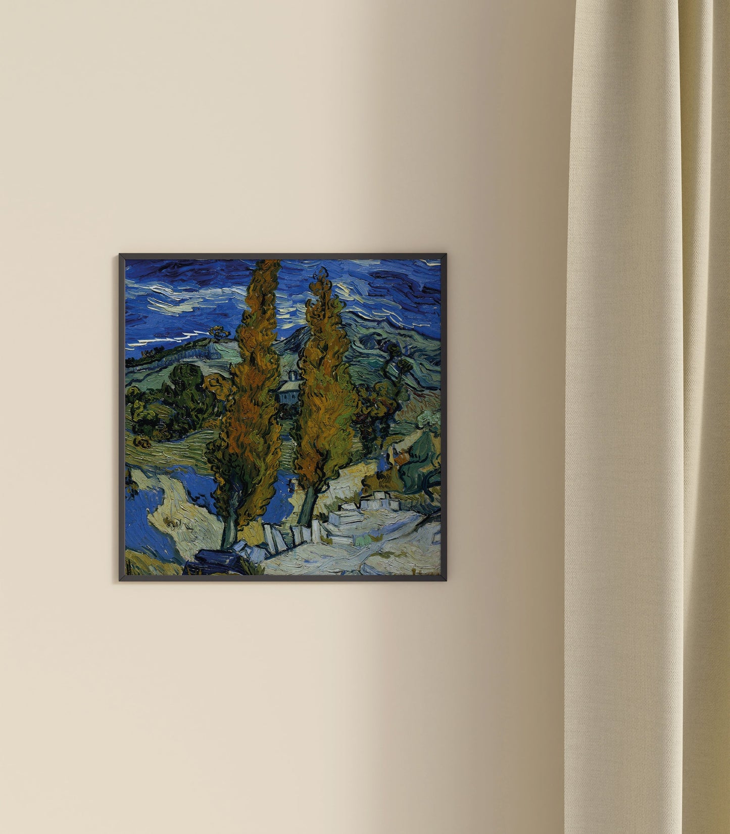 Tableau Décoratif Cypres sous le Ciel Azur