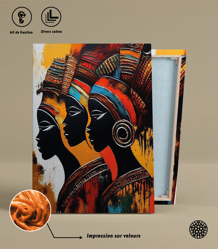 Tableau Abstrait Silhouettes Africaines