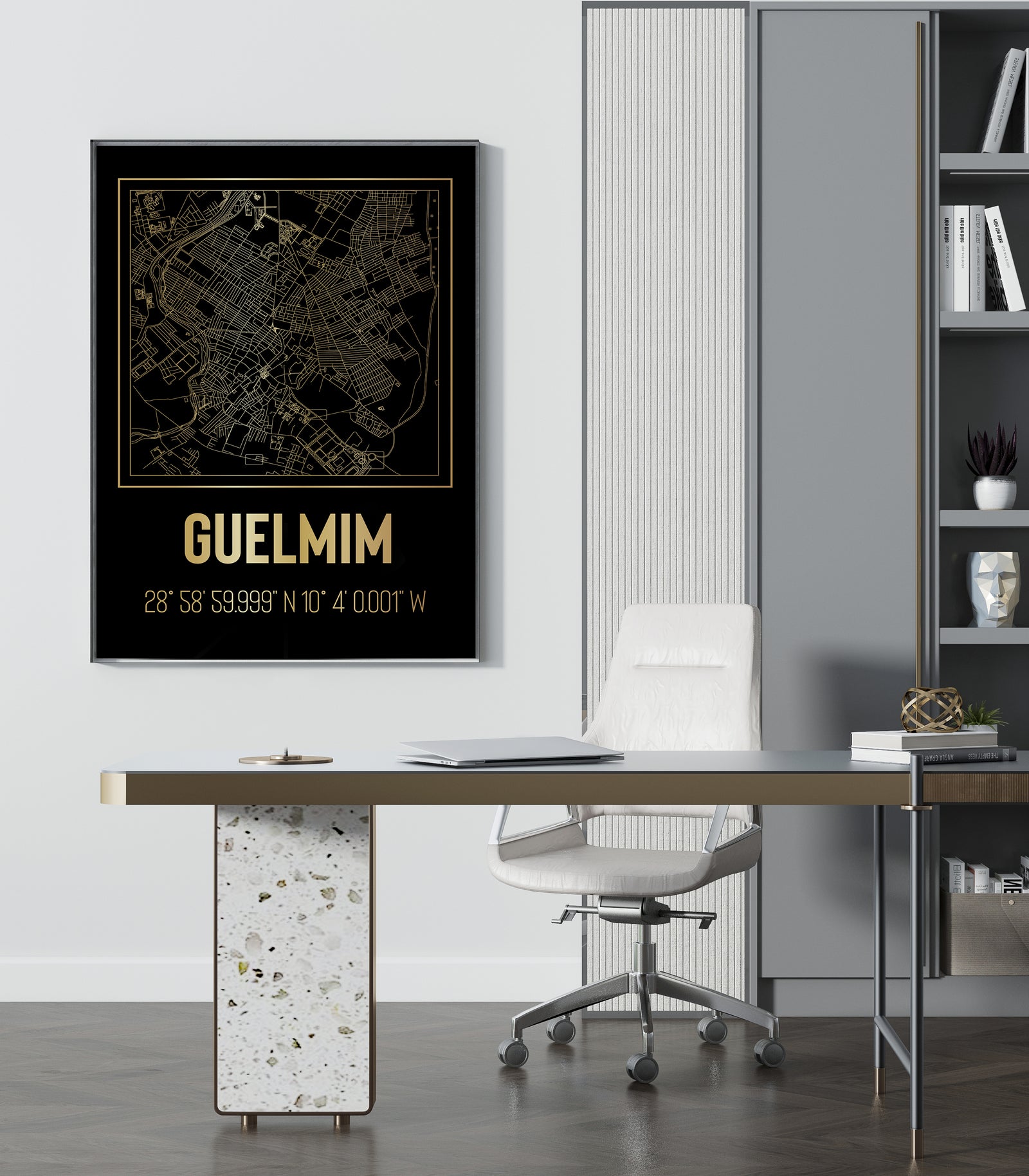 Tableau Décoratif - Tracés Urbains de Guelmim : Cartographie Authentique