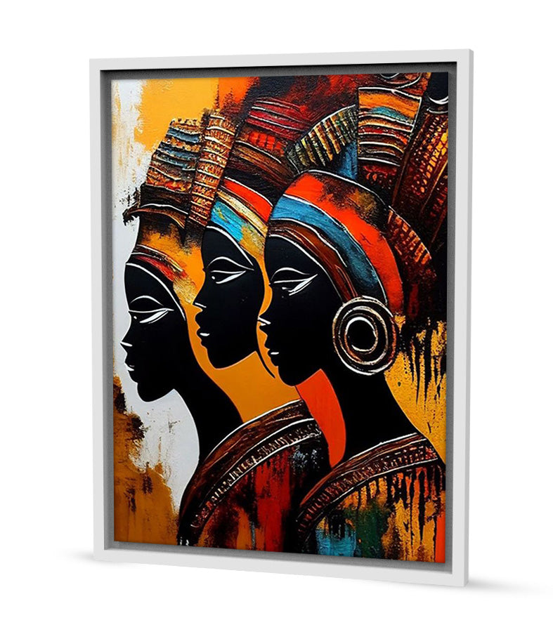 Tableau Abstrait Silhouettes Africaines