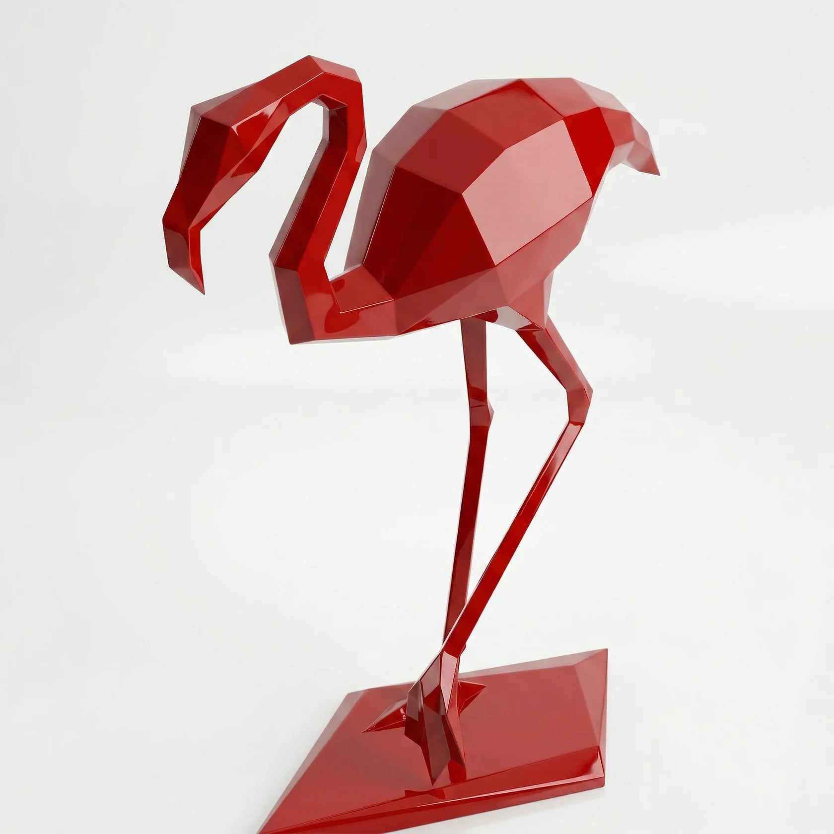 Grande Sculpture Facette Flamant