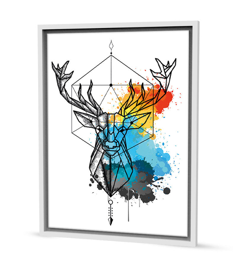Tableau Décoratif Cerf Géométrique - Fusion Chromatique