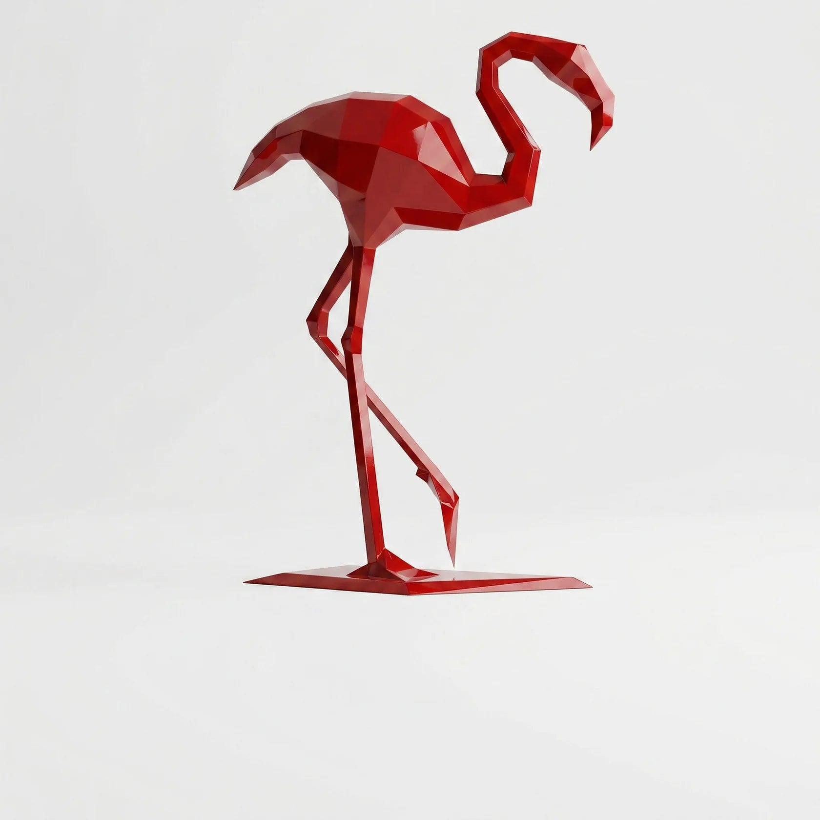 Grande Sculpture Facette Flamant