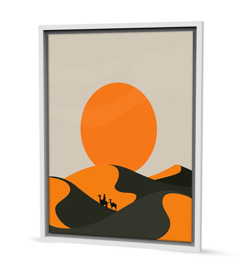 Tableau Décoratif Camaïeu Crépusculaire - Dunes et Chameaux