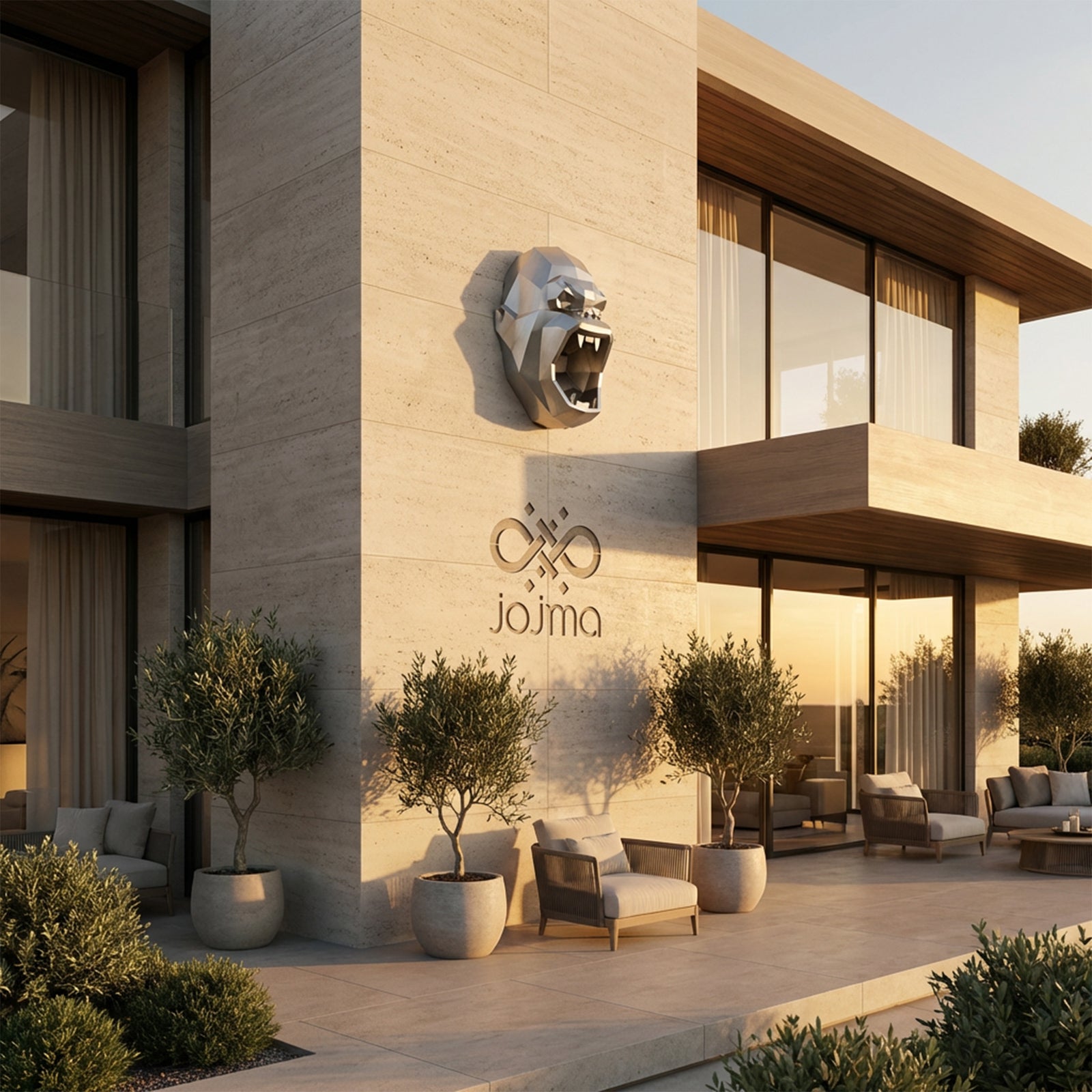 Sculpture Tête King Kong Géométrique