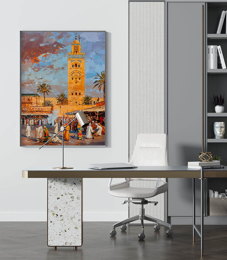 Tableau Décoratif Marocain - La Koutoubia au Crépuscule