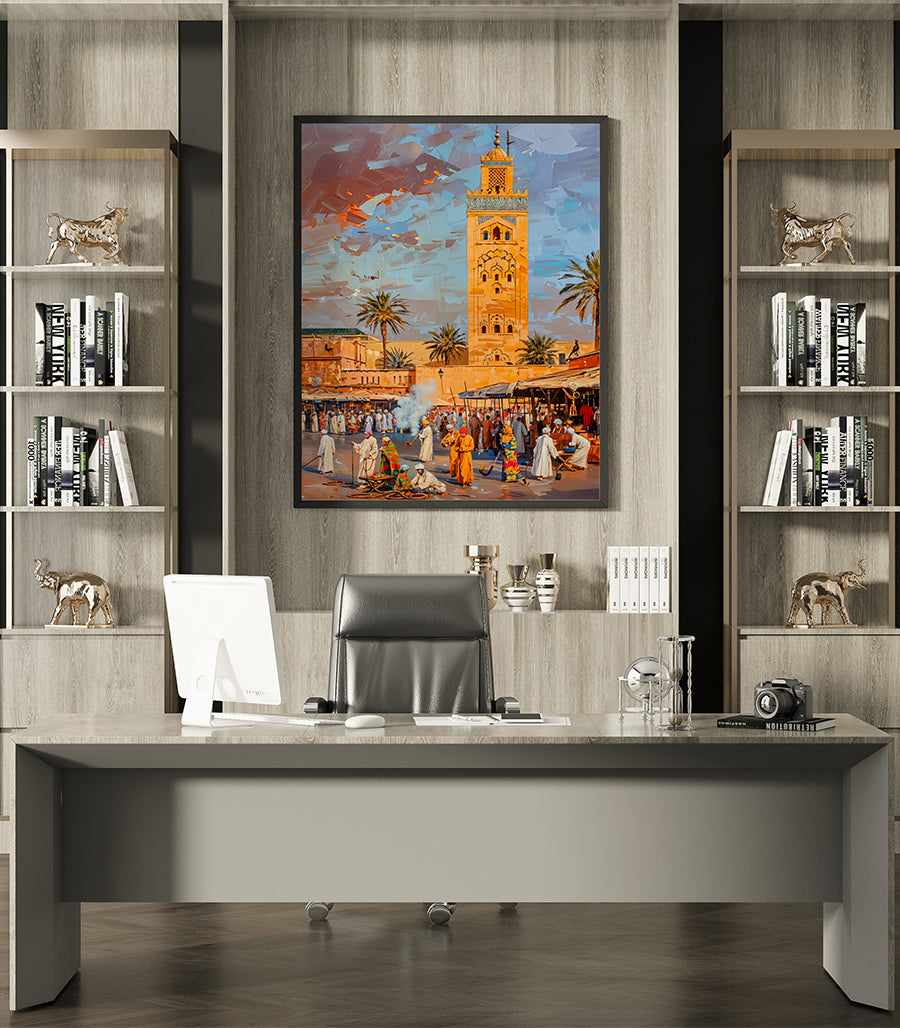 Tableau Décoratif Marocain - La Koutoubia au Crépuscule