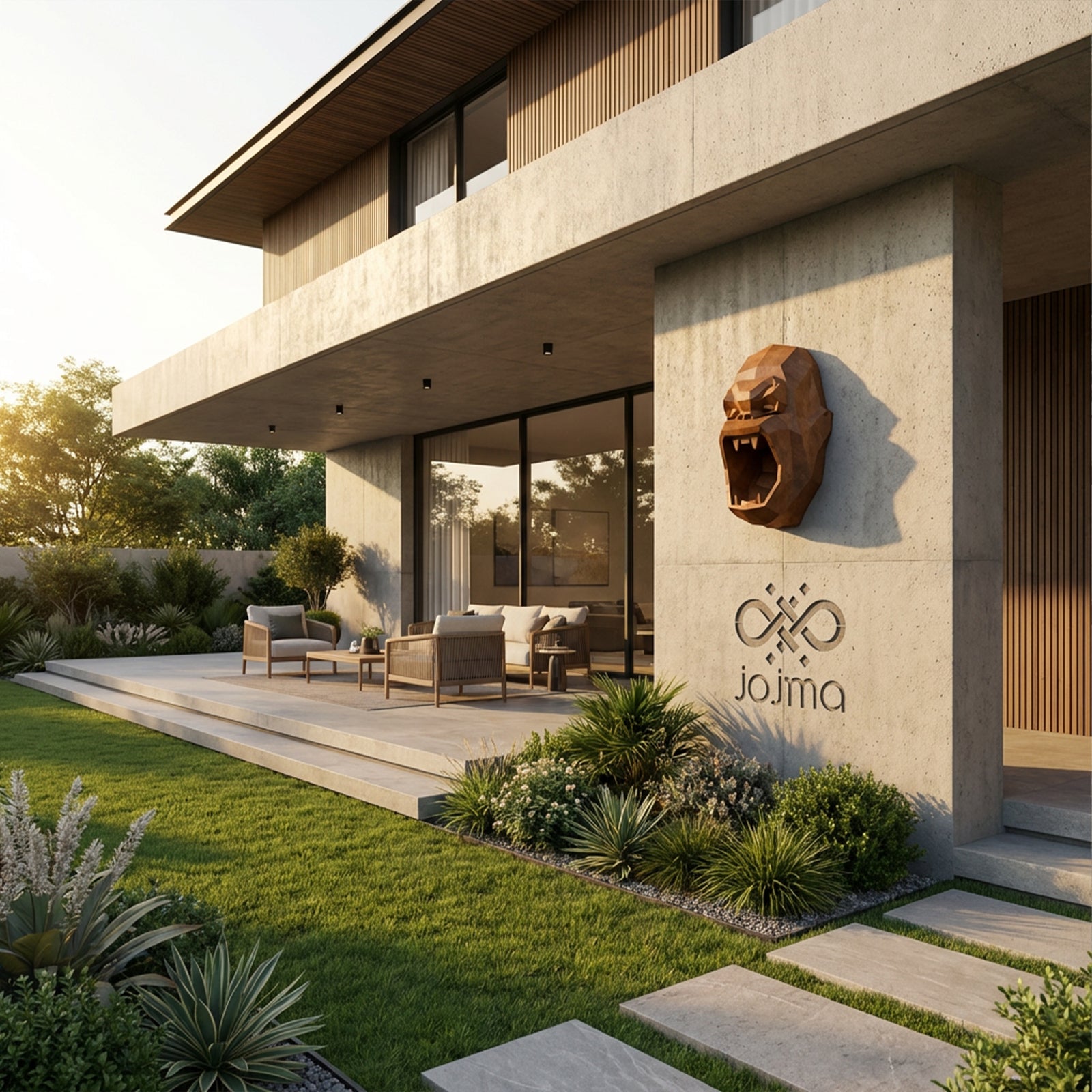 Sculpture Tête King Kong Géométrique