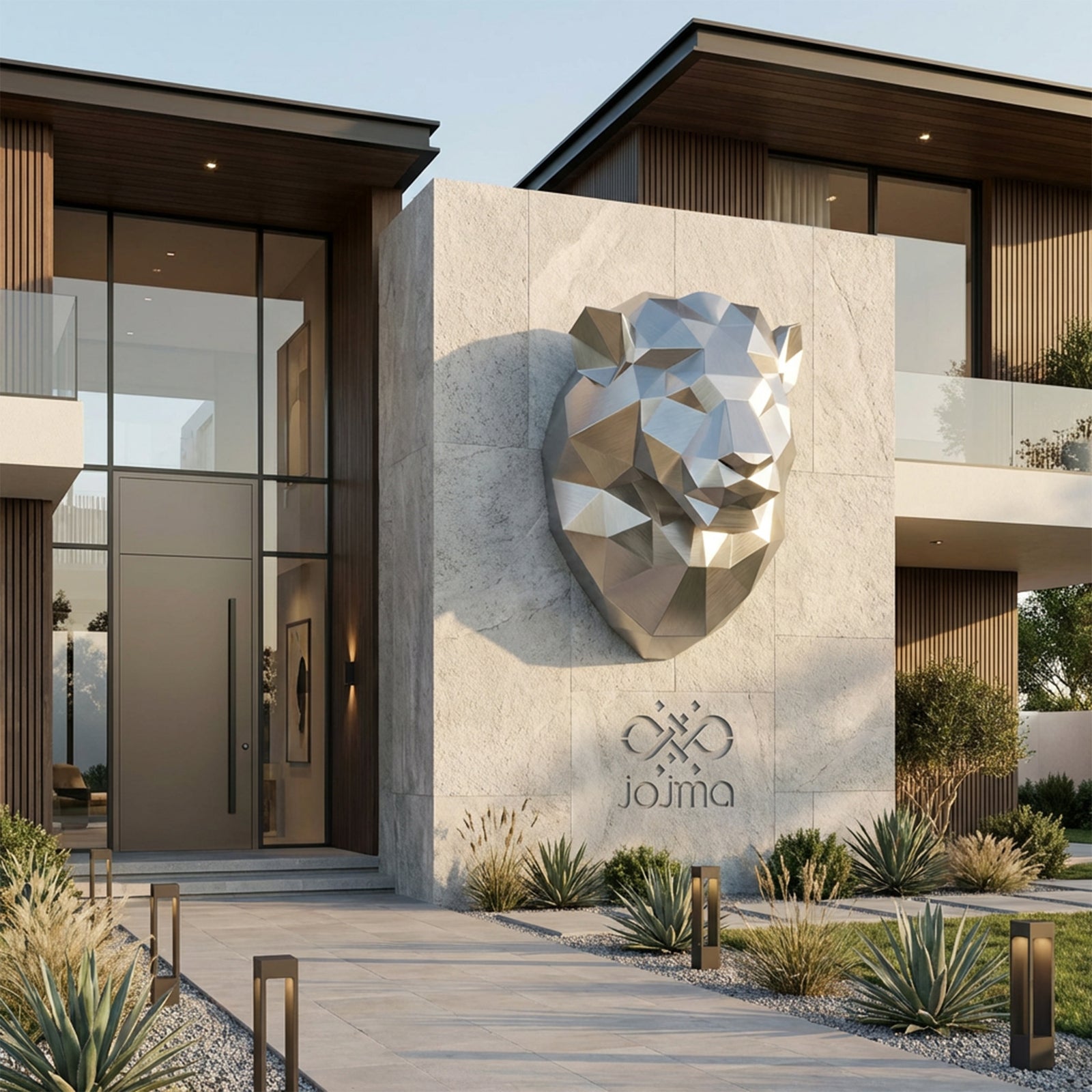 Sculpture Tête de Lion Géométrique