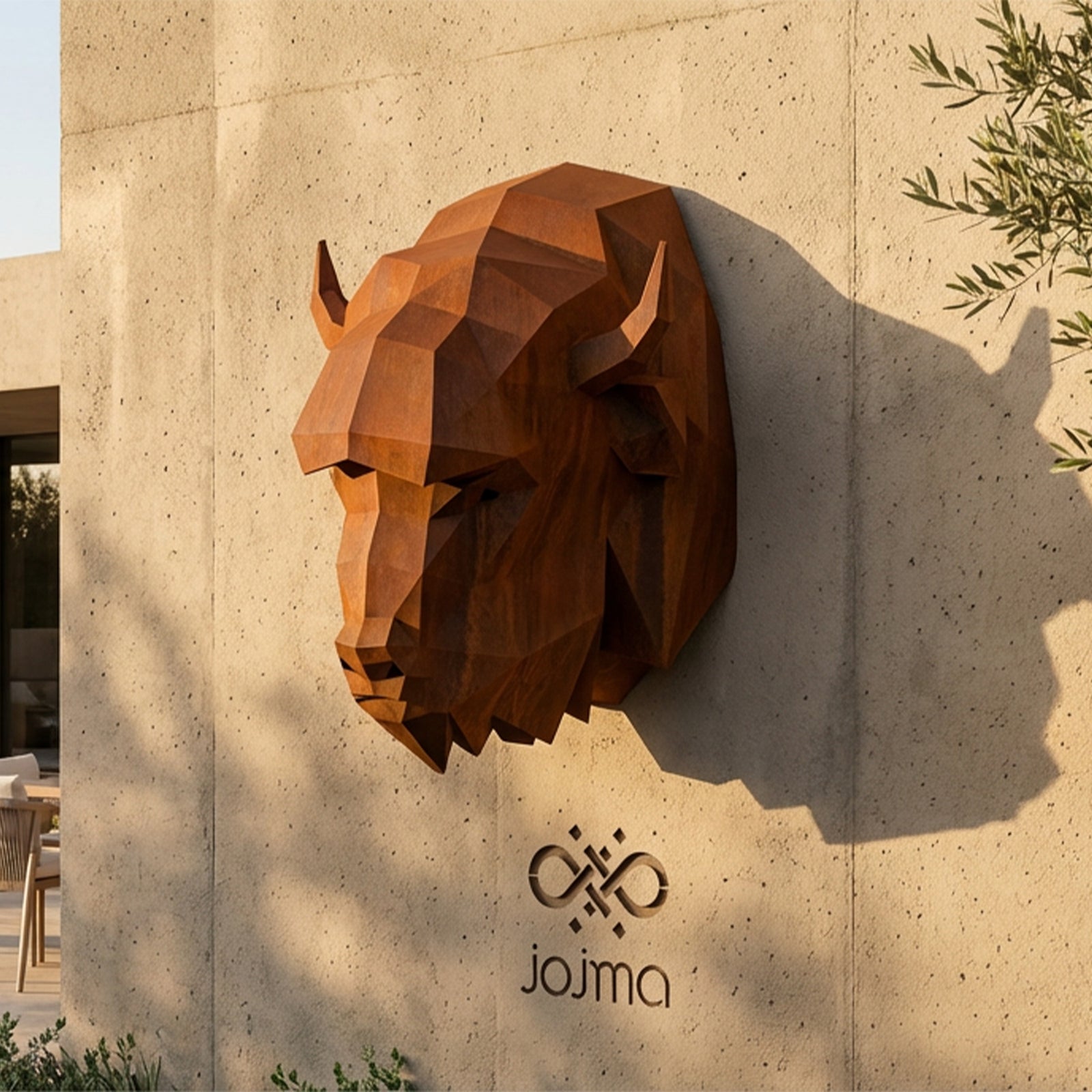 Sculpture Tête de bison en origami