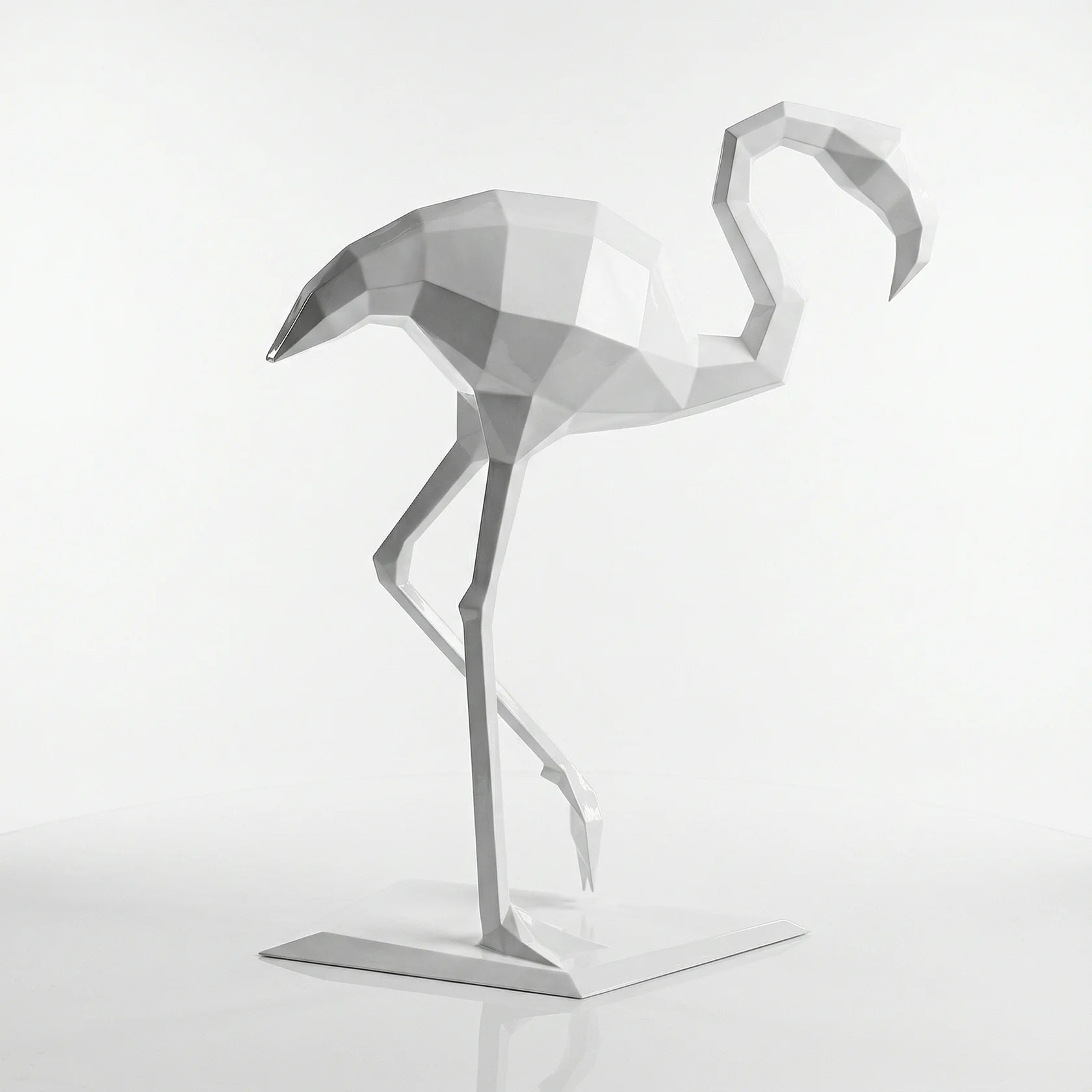 Grande Sculpture Facette Flamant