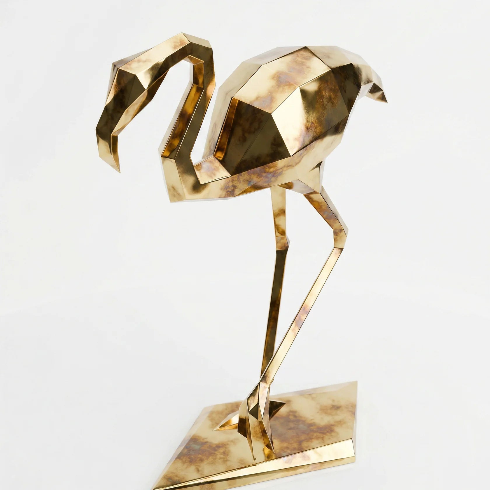 Grande Sculpture Facette Flamant