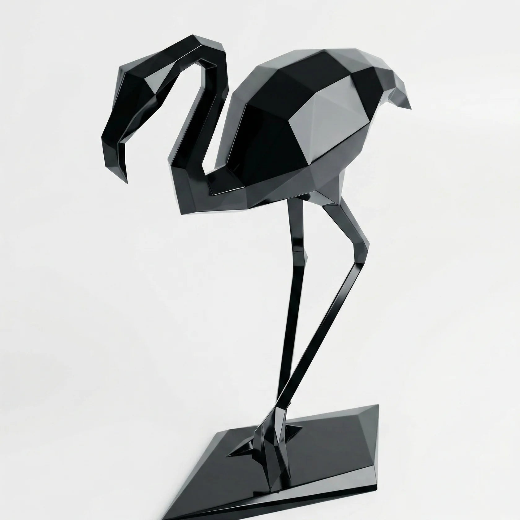 Grande Sculpture Facette Flamant