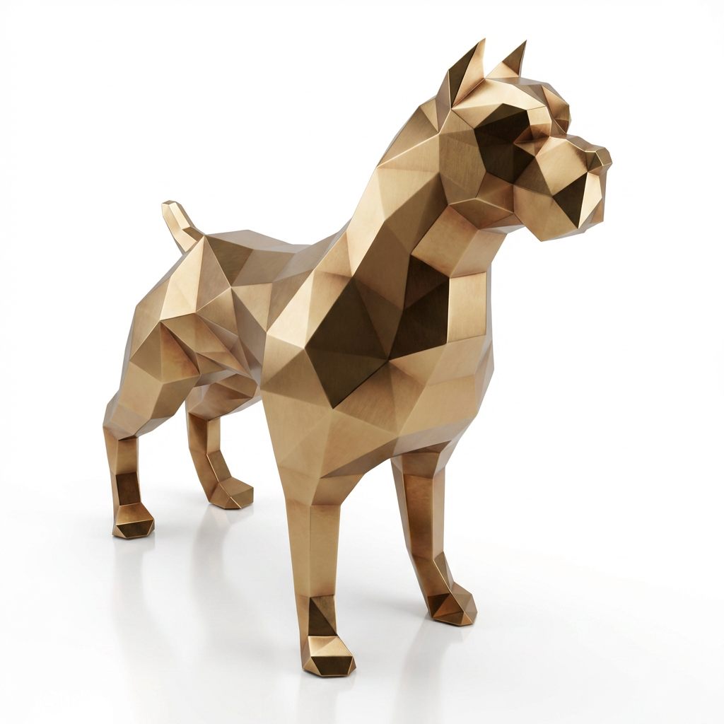 Grande Sculpture Pitbull Polygone