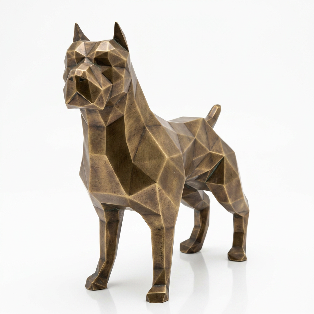 Grande Sculpture Pitbull Polygone