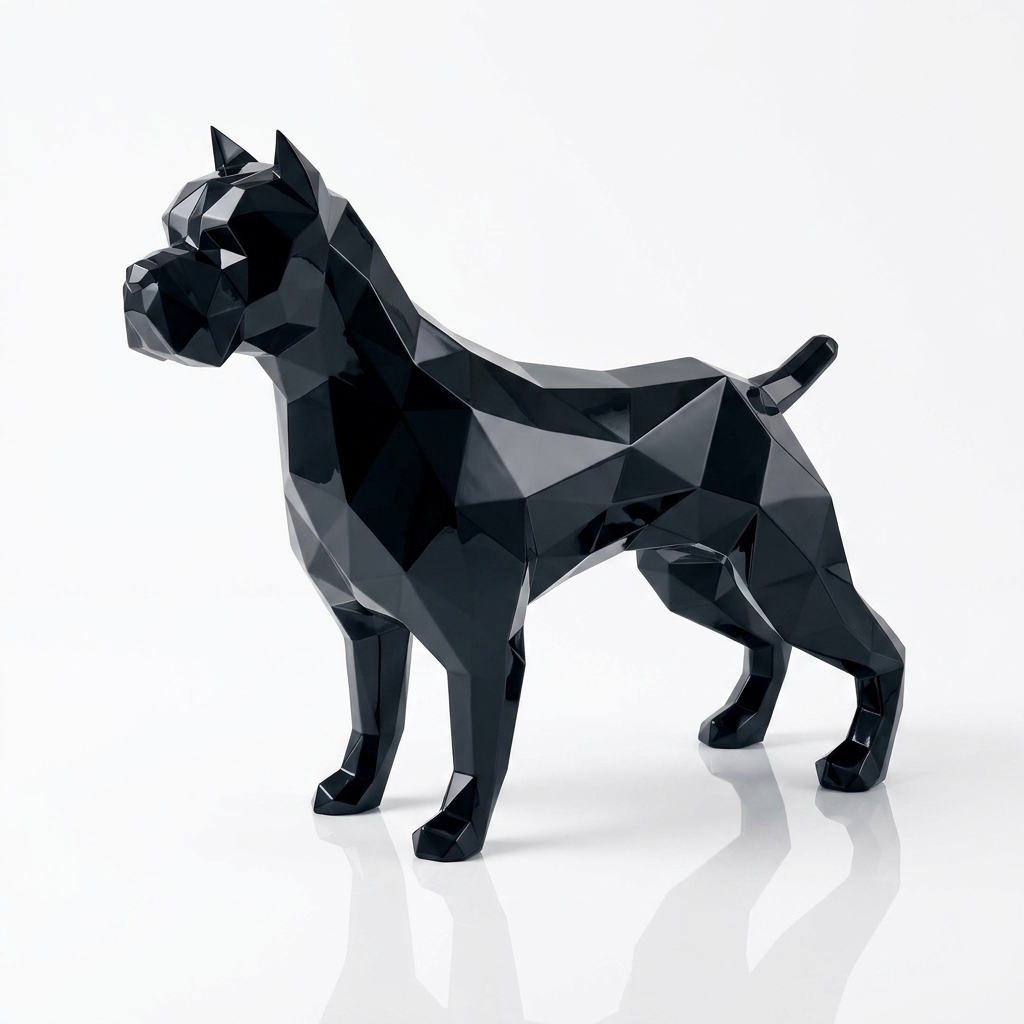 Grande Sculpture Pitbull Polygone
