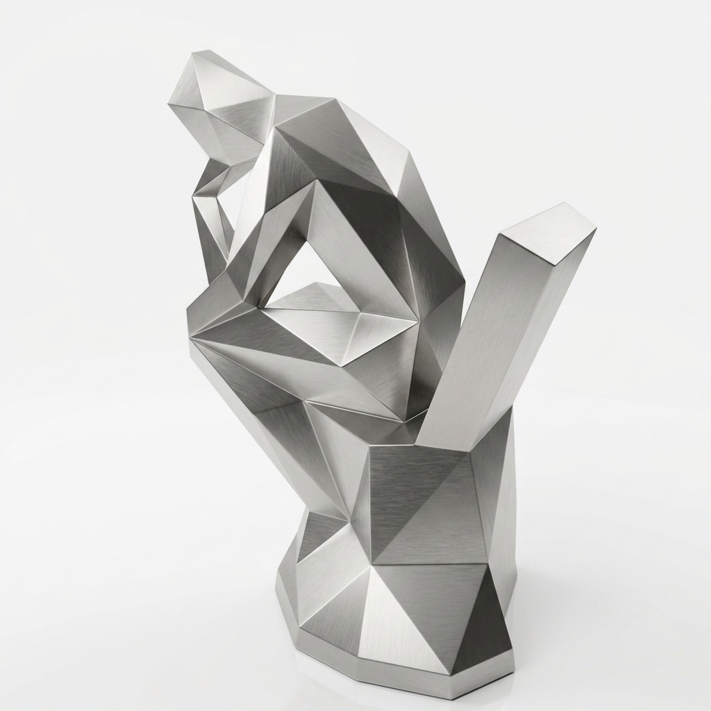 Grande Sculpture Abstrait  Le Penseur En Inox