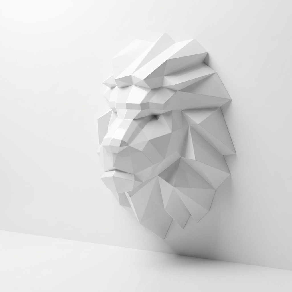Tête Lion Polygone