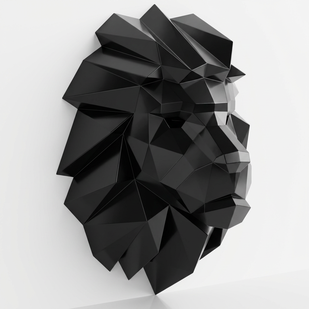Tête Lion Polygone