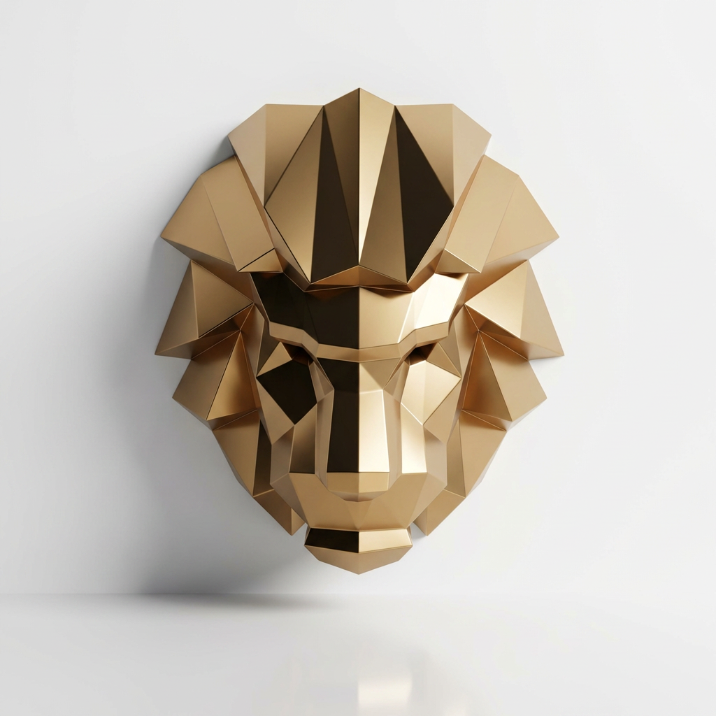 Tête Lion Polygone
