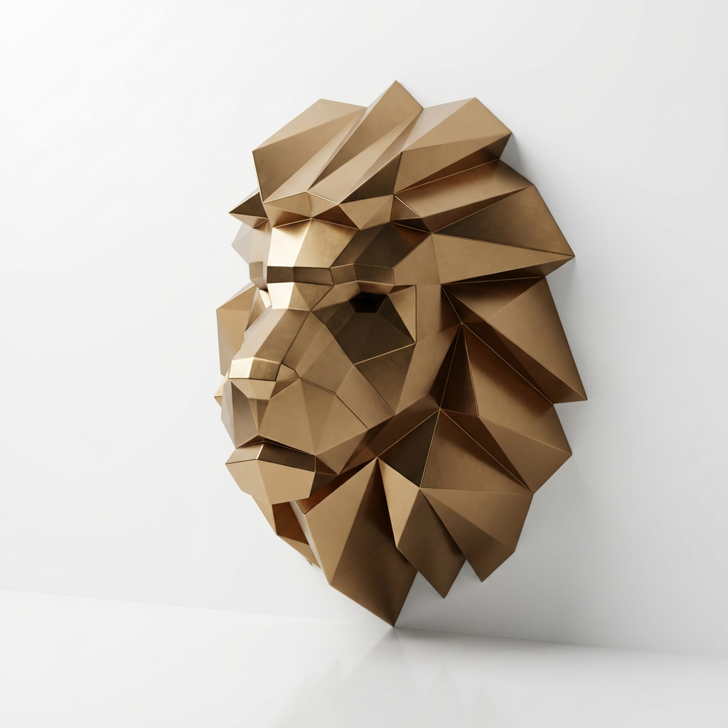 Tête Lion Polygone