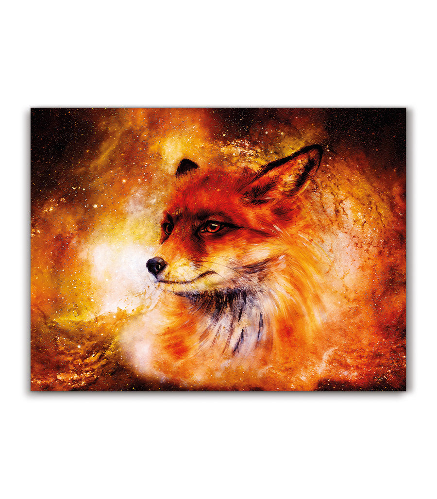 Tableau Décoratif Holistique Renard du Cosmos - Design 3D en Impression sur Velours