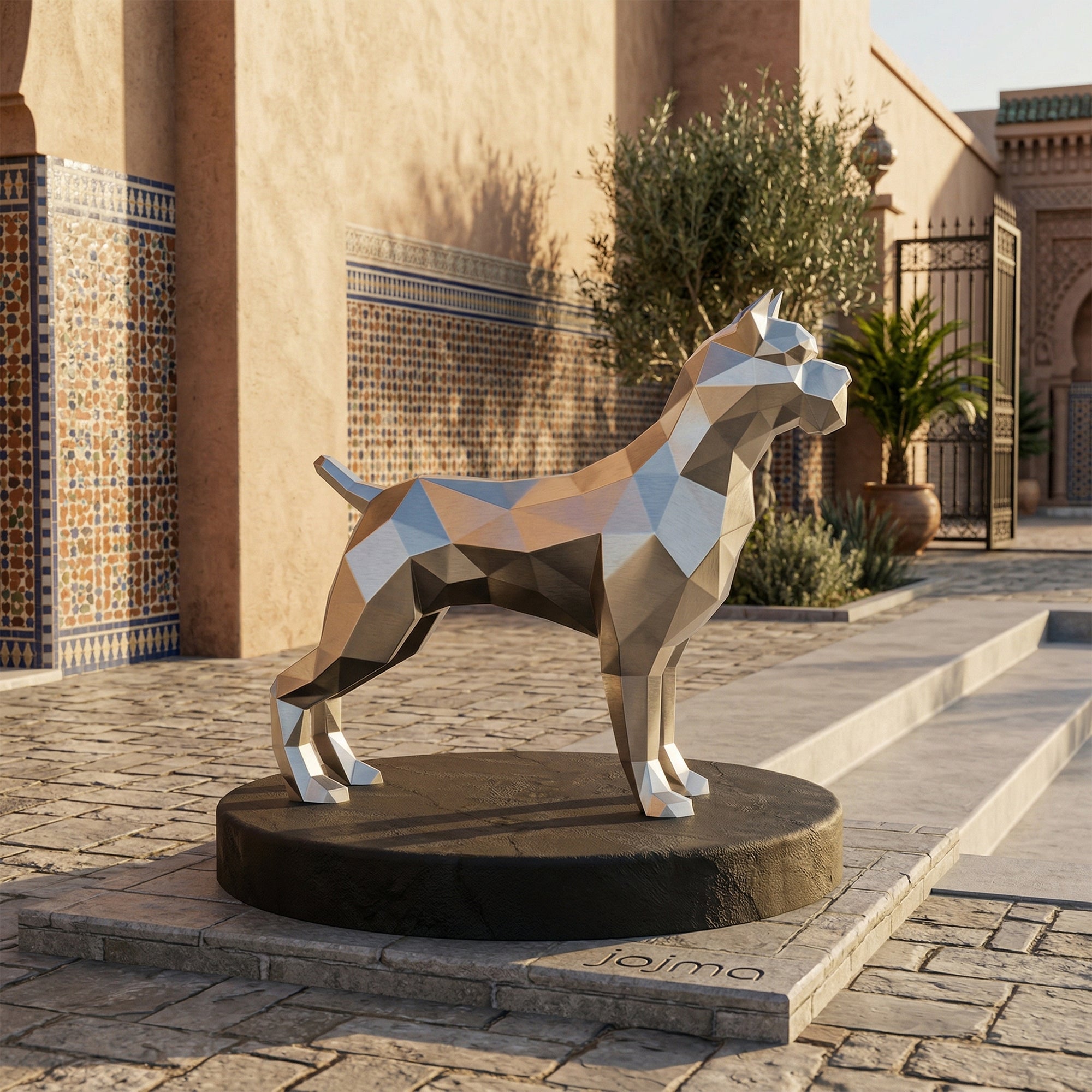 Sculpture Pitbull Polygone en Origami