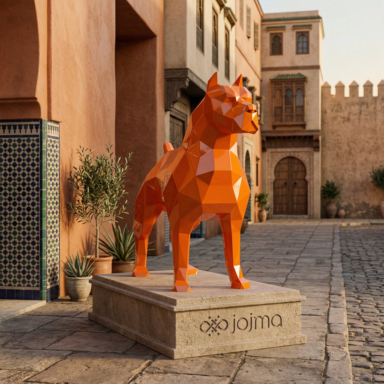 Sculpture Pitbull Polygone Résine