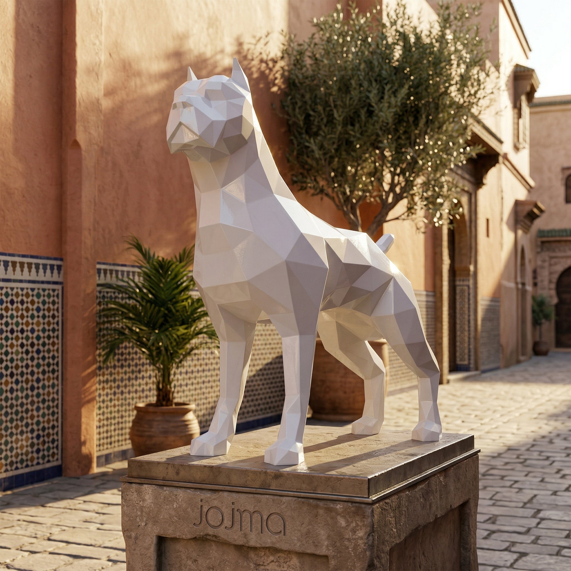 Sculpture Pitbull Polygone en Origami