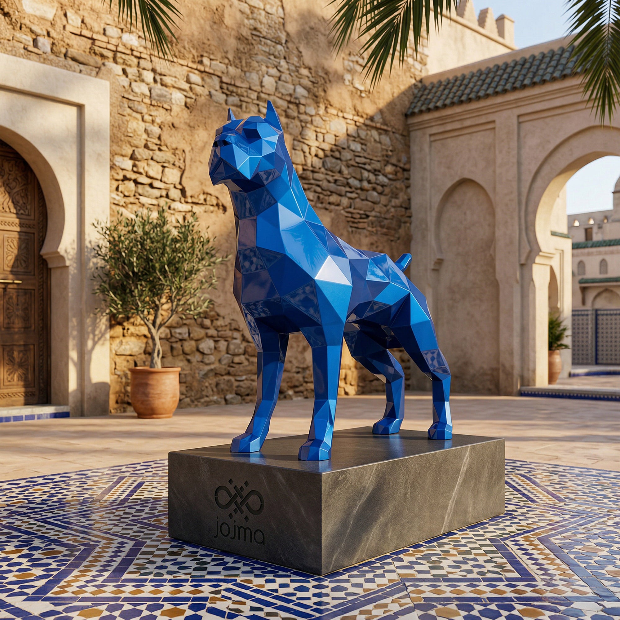 Sculpture Pitbull Polygone en Origami