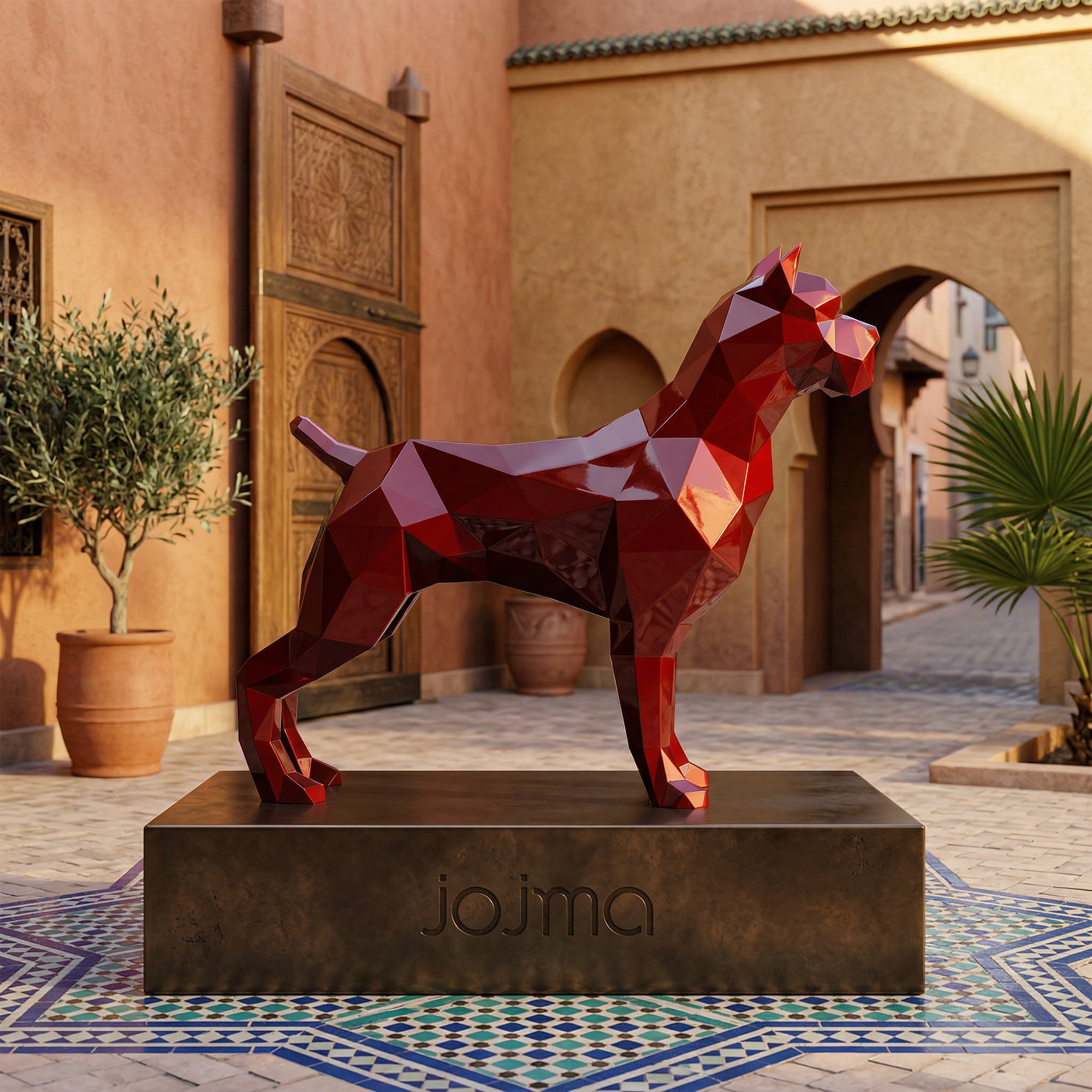 Sculpture Pitbull Polygone en Origami