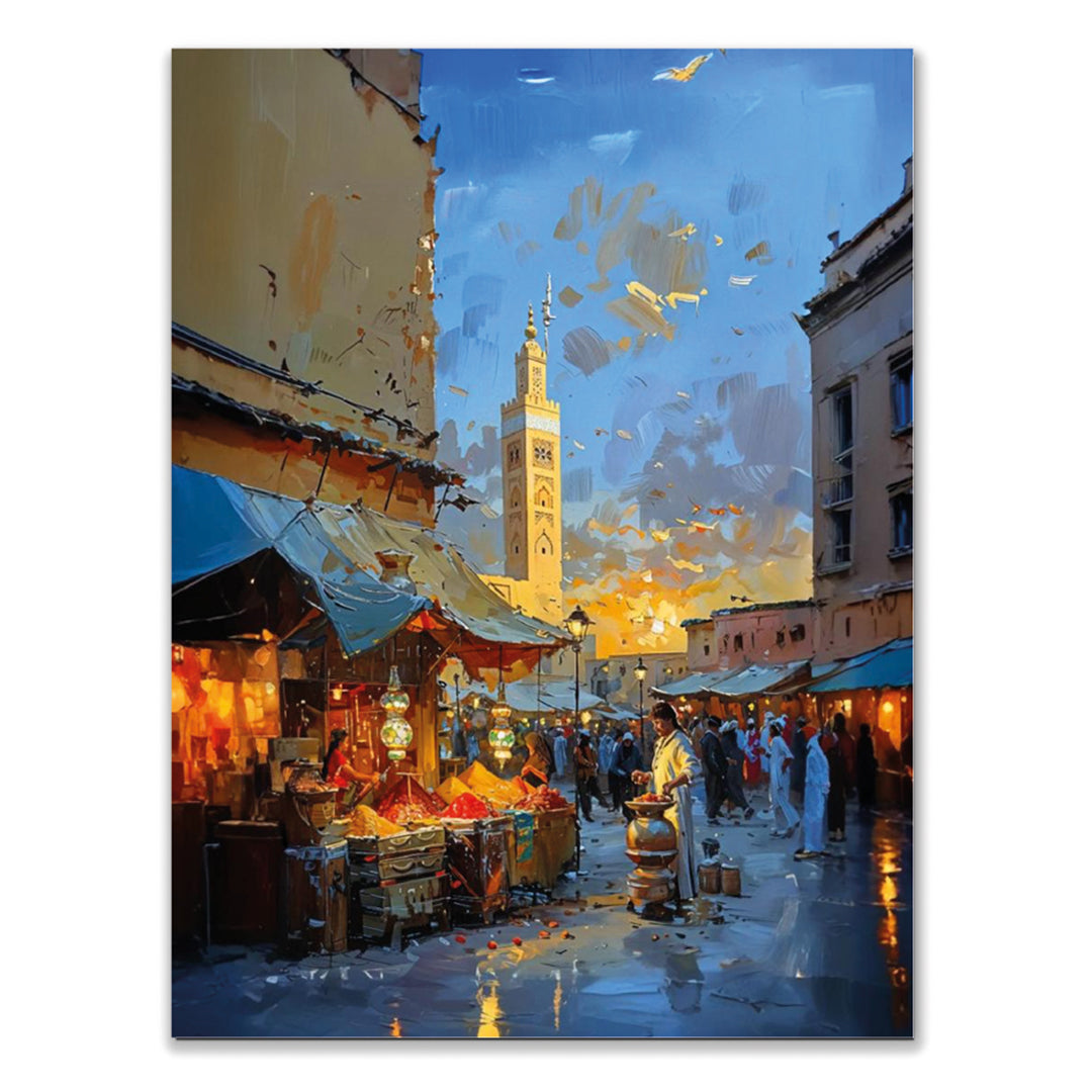 Tableau Décoratif Marocain - Crépuscule à Marrakech