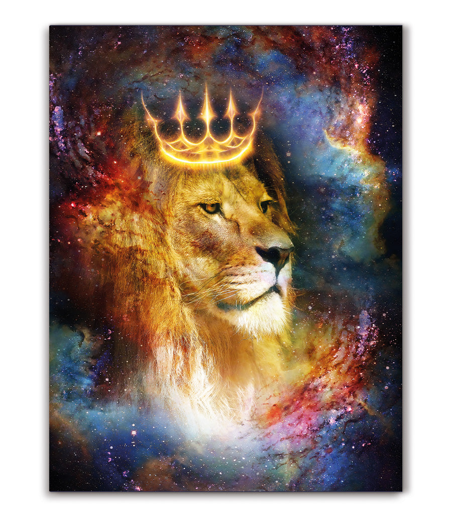 Tableau Holistique Lion Royal - Design 3D en Impression sur Velours