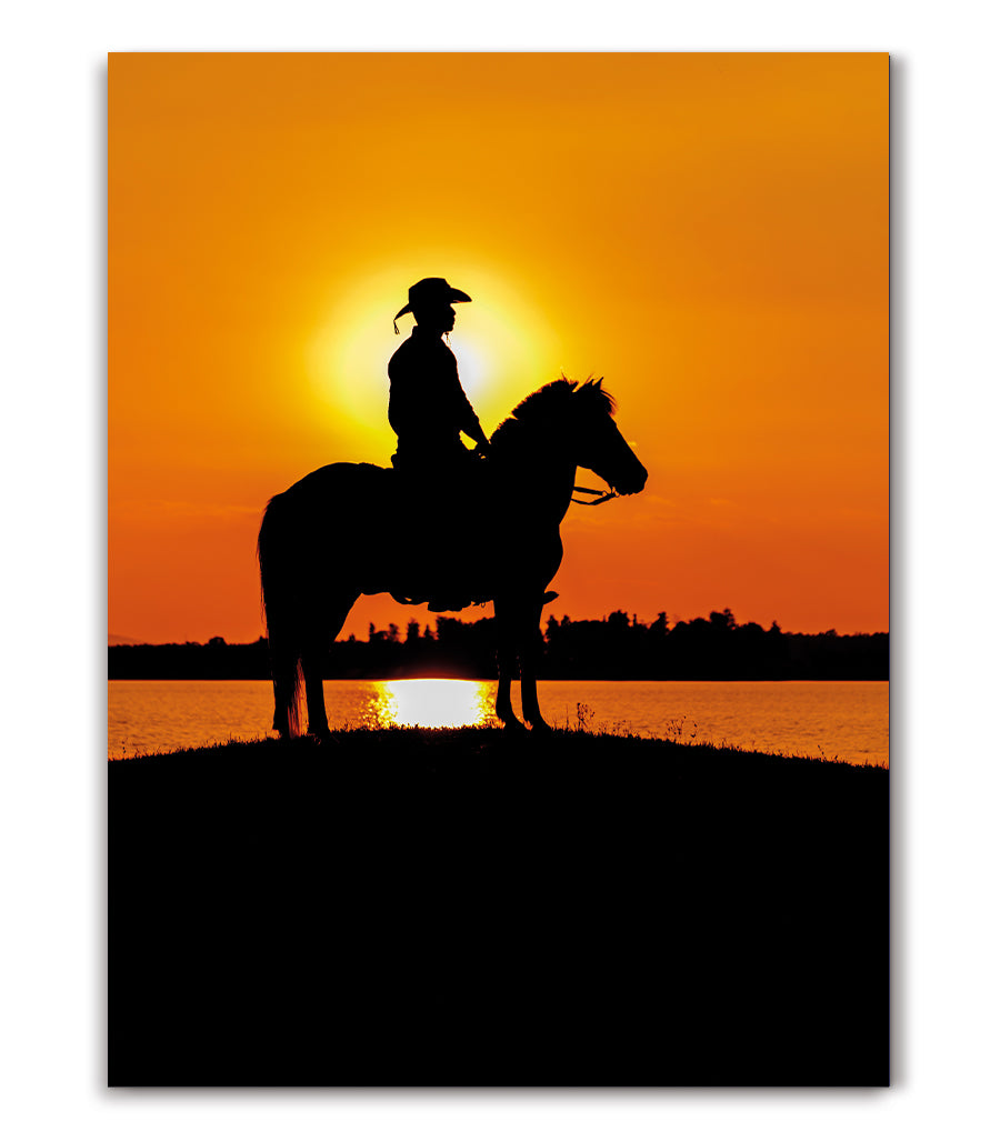 Tableau Décoratif  Cavalier au Coucher de Soleil