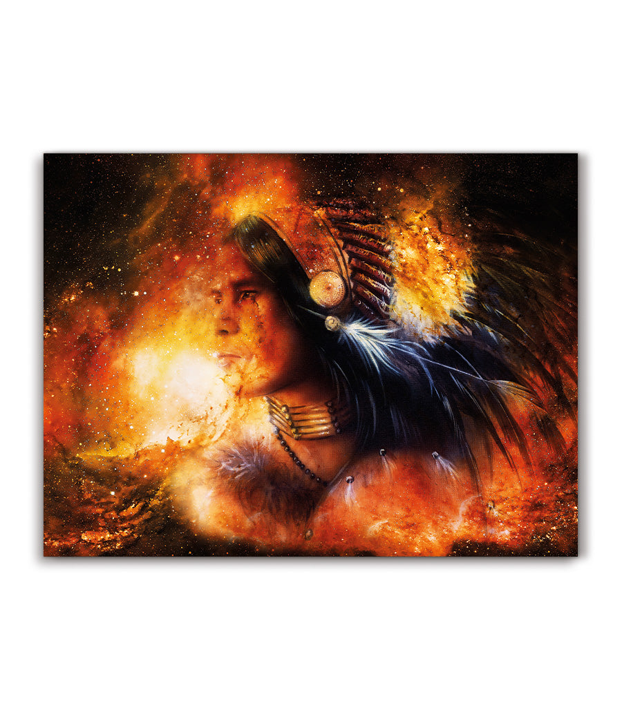 Tableau Décoratif Holistique Guerrier des Étoiles - Design 3D en Impression sur Velours