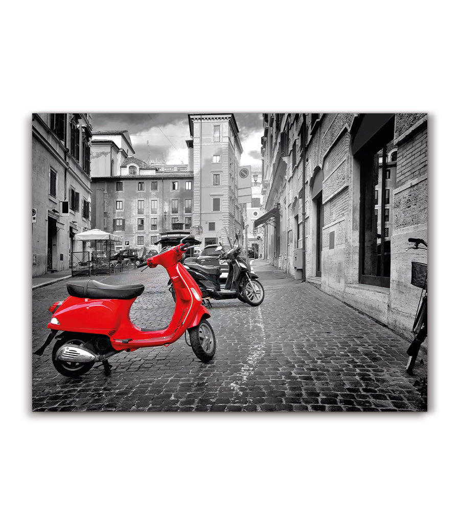Tableau Vespa Rouge dans une Rue Italienne