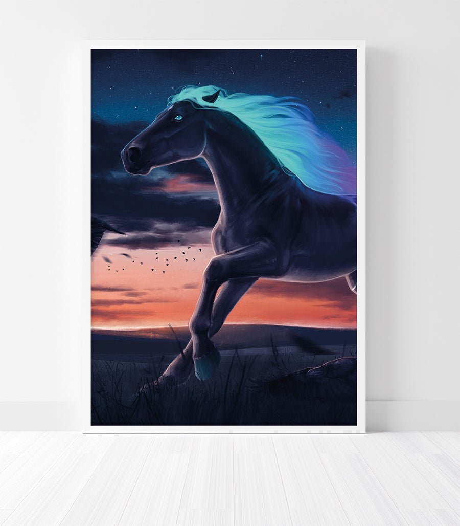 Tableau Décoratif - Cheval Céleste à la Tombée de la Nuit