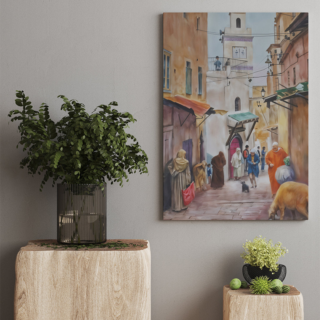 Tableau Décoratif Marocain - Journée Animée à la Médina