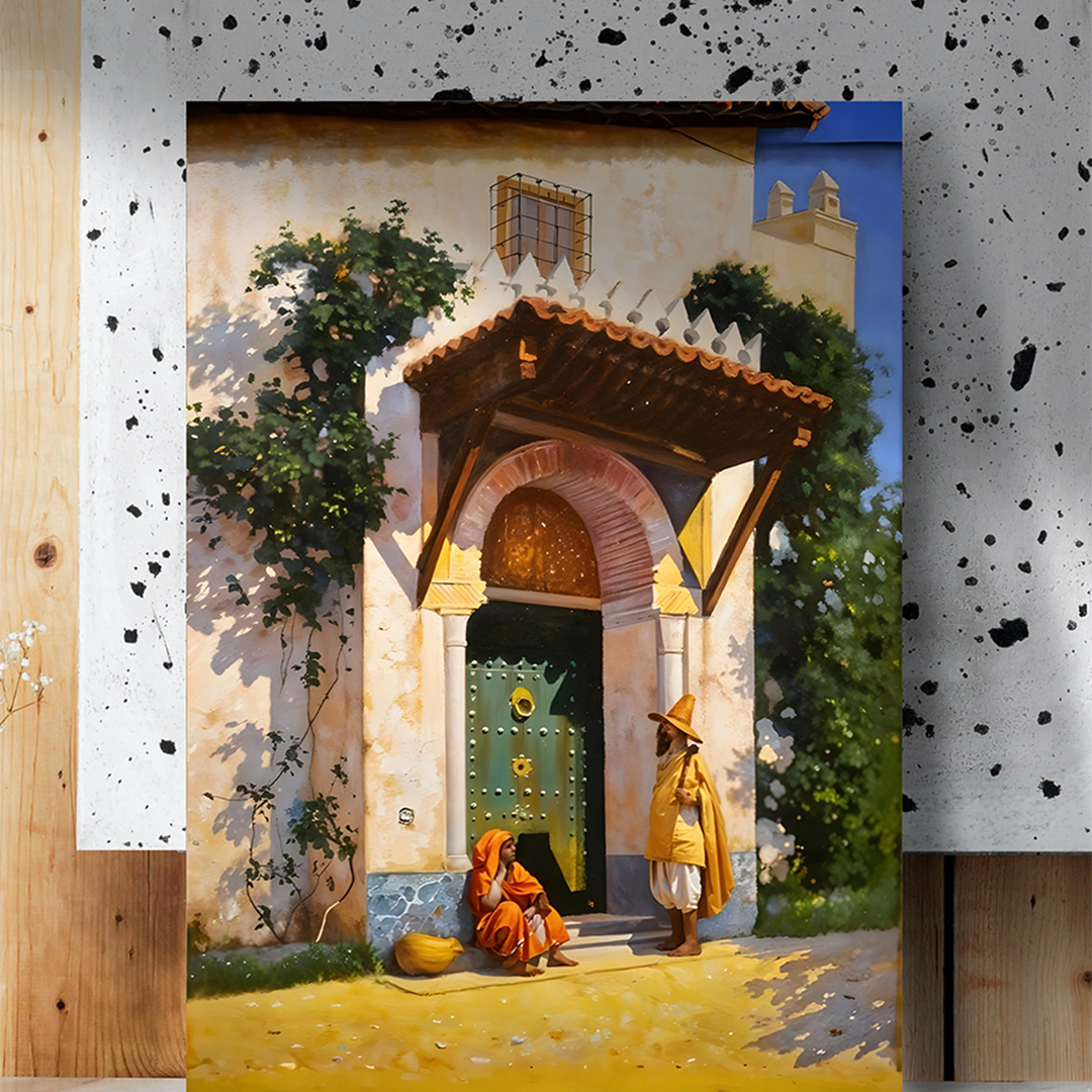Tableau Décoratif Marocain - Conversation au Seuil