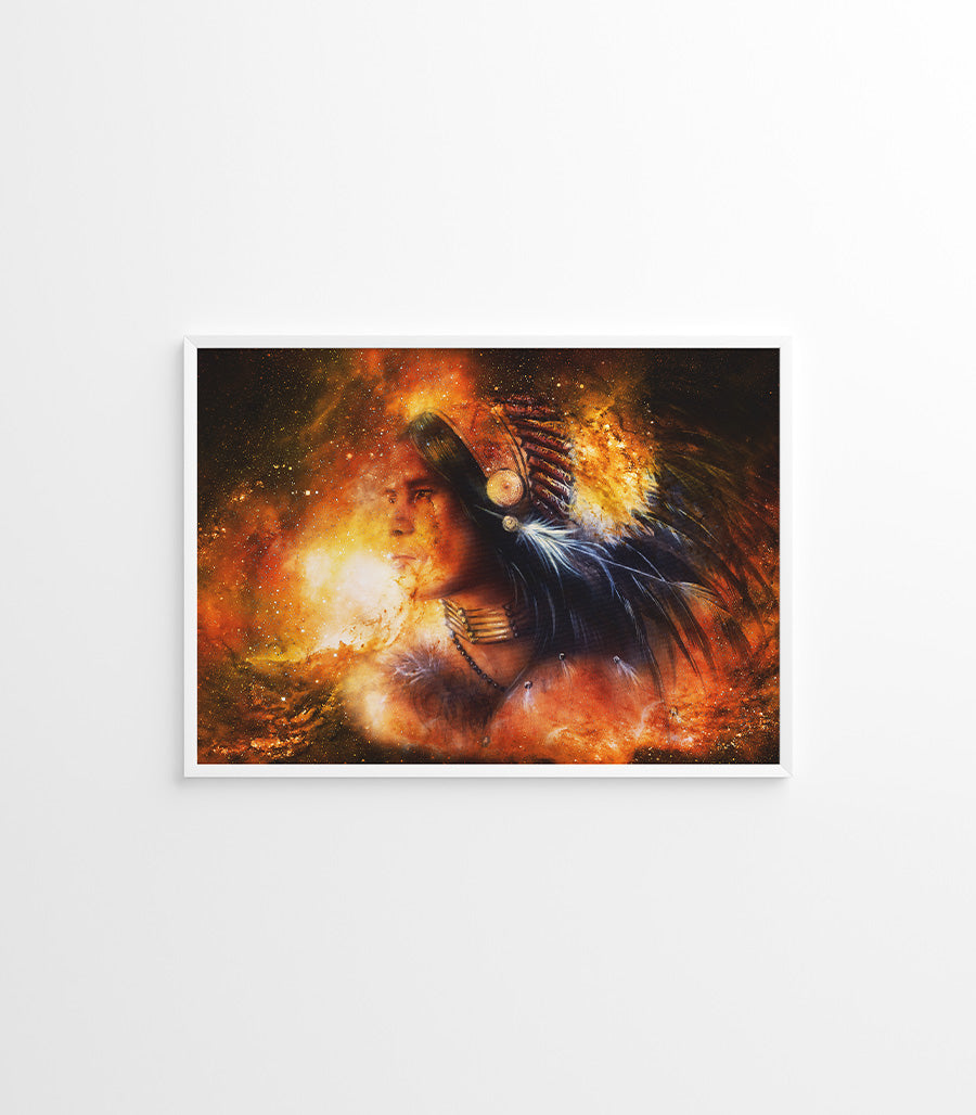 Tableau Décoratif Holistique Guerrier des Étoiles - Design 3D en Impression sur Velours