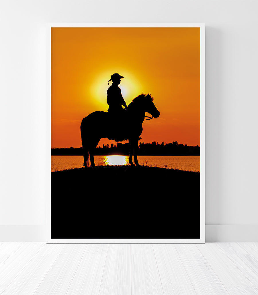 Tableau Décoratif  Cavalier au Coucher de Soleil