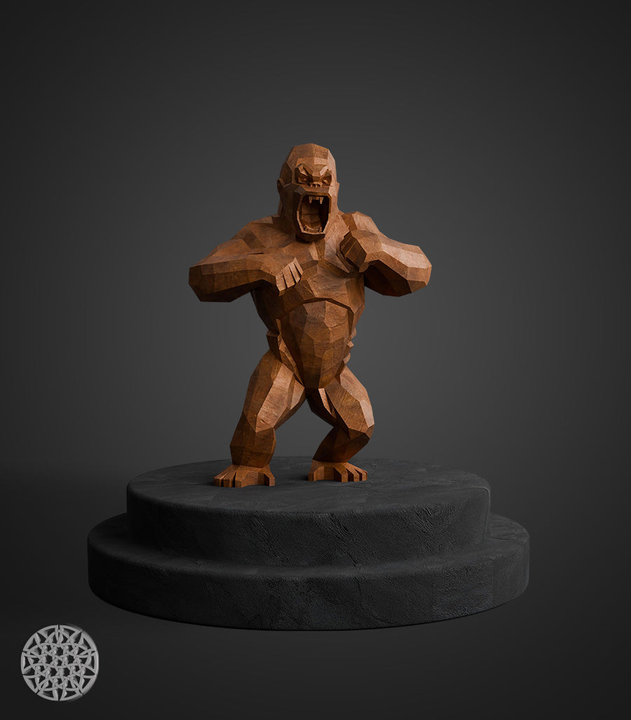 Sculpture Métallique Gorille Rugissant en Acier Corten