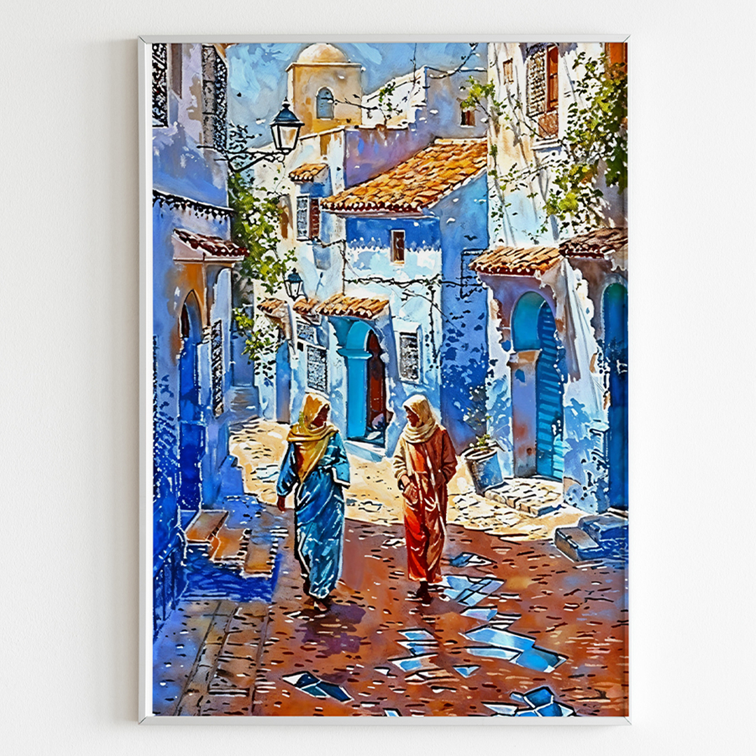 Tableau Décoratif Marocain - Promenade à Chefchaouen