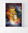 Tableau Holistique Lion Royal - Design 3D en Impression sur Velours