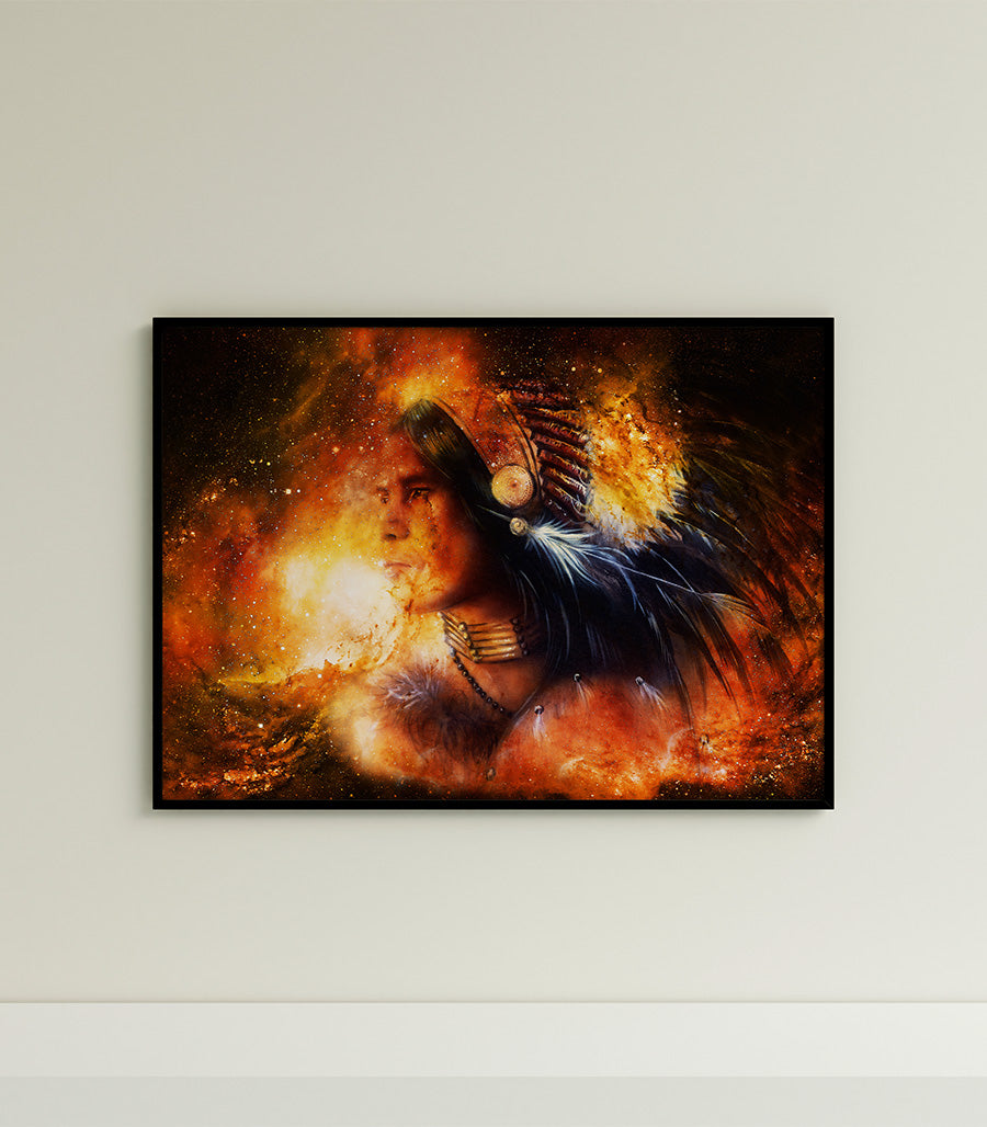 Tableau Décoratif Holistique Guerrier des Étoiles - Design 3D en Impression sur Velours