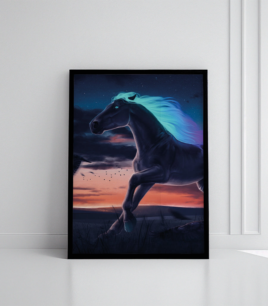 Tableau Décoratif - Cheval Céleste à la Tombée de la Nuit