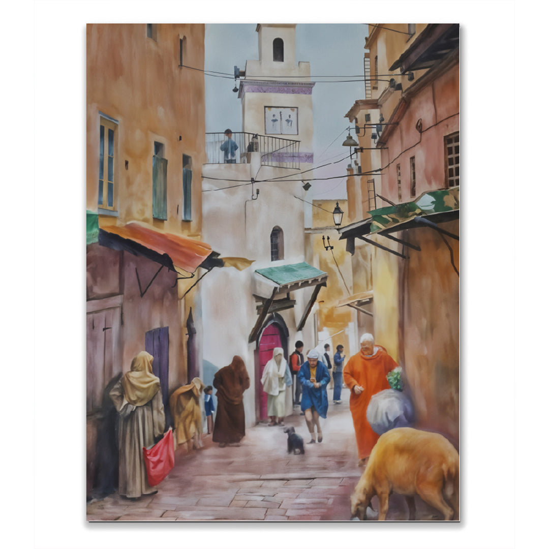 Tableau Décoratif Marocain - Journée Animée à la Médina